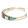 Image 3 : Zuni Multi-Stone Inlay Sterling Silver Cuff Bracelet - E Eustace - 16.3g