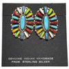 Image 1 : Navajo Multi-Stone Cluster Sterling Silver Post Earrings - Davina Benally