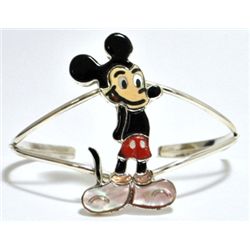 Zuni Multi-Stone Mickey Mouse Sterling Silver Cuff Bracelet - Andrea Shirley