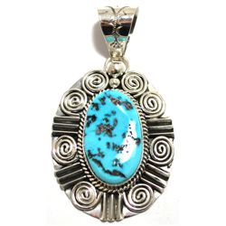 Navajo Sleeping Beauty Turquoise Sterling Silver Pendant - Mary Ann Spencer