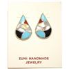 Image 1 : Zuni Multi-Stone Inlay Sterling Silver Post Earrings - Orena Leekya