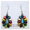 Image 1 : Navajo Multi-Stone Cluster Sterling Silver French Hook Earrings - Lisa Williams