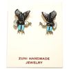 Image 1 : Zuni Multi-Stone Inlay Eagle Sterling Silver Post Earrings - Stephan Lonjose