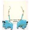 Image 1 : Zuni Onyx & Turquoise Buffalo Sterling Silver French Hook Earrings - Todd Etsate