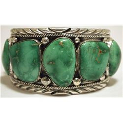 Navajo Broken Arrow Turquoise Sterling Silver Cuff Bracelet - Mary Ann Spencer