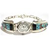 Image 2 : Zuni Multi-Stone Sun Face Sterling Silver Women's Watch - Raylan & Patty Edaakie