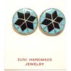 Image 1 : Zuni Onyx & Turquoise Inlay Sterling Silver Clip-On Earrings - Dena Chavez