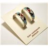 Image 2 : Zuni Multi-Stone Inlay Sterling Silver Half-Ring Post Earrings - Tina Haloo