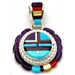 Navajo Sugilite Sun Face Pendant - Wilbert Manning