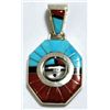 Image 1 : Zuni Multi-Stone Sun Face Spinner Sterling Silver Pendant - Don Dewa