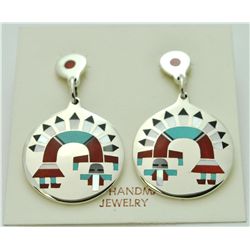 Zuni Multi-Stone Rainbow Kachina Earrings - Fred & Lolita Natachu