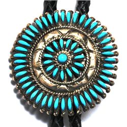 Zuni Turquoise Cluster Sterling Silver Bolo Tie