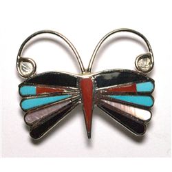 Zuni Multi-Stone Small Butterfly Pendant & Pin