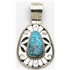 Image 1 : Navajo Kingman Turquoise Sterling Silver Pendant - Eugene Belone