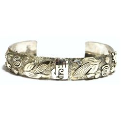 Navajo Sterling Silver Hand Design Cuff Bracelet - Scott Skeets