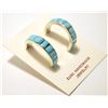 Image 2 : Zuni Turquoise Inlay Sterling Silver Large Half-Ring Post Earrings - Glennetta Luna