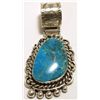 Image 1 : Navajo Kingman Turquoise Sterling Silver Pendant - Vivian Jones