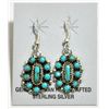 Image 1 : Navajo Turquoise Cluster Sterling Silver French Hook Earrings - Lisa Williams