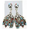 Image 1 : Zuni Multi-Stone Inlay Rainbow Kachina Sterling Silver Post Earrings - Herbert Cellicion