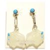 Image 1 : Zuni Quartz & Turquoise Buffalo Sterling Silver Post Earrings - Gayle Lucio