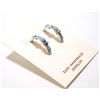 Image 2 : Zuni Blue Opal Sterling Silver Small Half-Ring Post Earrings - Bryce Vacit