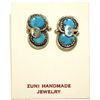 Image 1 : Zuni Turquoise Sterling Silver Snake Post Earrings - Effie Calavaza