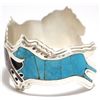 Image 3 : Navajo Multi-Stone Inlay Sterling Silver Horses Cuff Bracelet - Francis