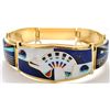 Image 1 : Navajo Multi-Stone Inlay Bear 14k Gold Link/Cuff Bracelet - Julian Arviso