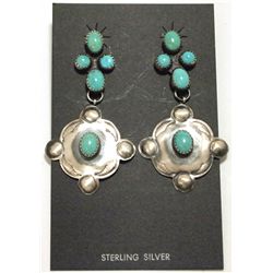 Navajo Turquoise Sterling Silver Post Earrings - Albert J Brown