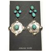 Image 1 : Navajo Turquoise Sterling Silver Post Earrings - Albert J Brown