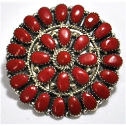 Navajo Coral Cluster Sterling Silver Pendant & Pin - Juliana Williams