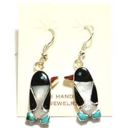 Zuni Mother of Pearl Sterling Silver French Hook Earrings - Valerie Comosona