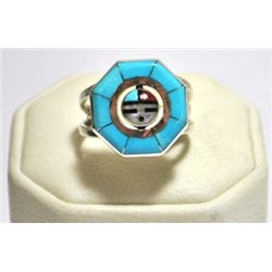 Zuni Multi-Stone Sun Face Spinner Men's Ring - Don Dewa