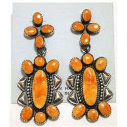 Navajo Spiny Oyster Sterling Silver Post Earrings - Albert J Brown
