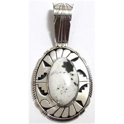 Navajo White Buffalo Sterling Silver Pendant - Eugene Belone