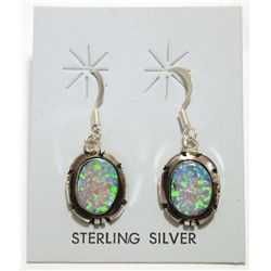 Navajo Opal Sterling Silver French Hook Earrings - Calvin Spencer