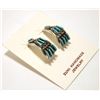 Image 2 : Zuni Turquoise Needlepoint Sterling Silver Half-Ring Post Earrings - Stewart Lowsayatee