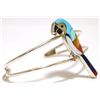 Image 2 : Zuni Multi-Stone Inlay Macaw Sterling Silver Cuff Bracelet - Ernie Ohmsatte