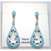 Image 1 : Zuni Turquoise Sterling Silver Teardrop Post Earrings - Emma Bowekaty