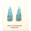 Image 1 : Zuni Turquoise Inlay Sterling Silver Half-Ring Post Earrings - CS Lonjose