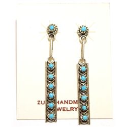 Zuni Turquoise Sterling Silver Post Earrings - Glennetta Luna