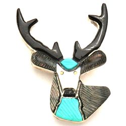 Zuni Multi-Stone Buck Pendant & Pin - Stephan Lonjose