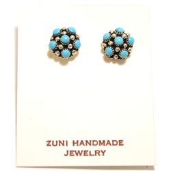 Zuni Turquoise Sterling Silver Post Earrings - Dickie Charlie