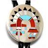 Image 1 : Zuni Multi-Stone Rainbow Kachina Sterling Silver Bolo Tie - Fred & Lolita Natachu