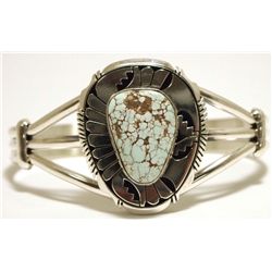 Navajo Dry Creek Turquoise Sterling Silver Cuff Bracelet - Eugene Belone