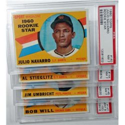 4 - 1960 TOPPS #140,144,145,147. PSA 1-MINT 9 (OC) rest NM 7.
