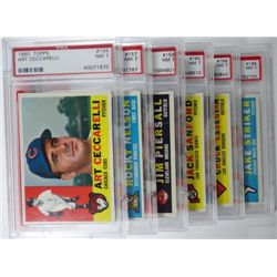 6 - 1960 TOPPS #156,157,159,165,166,169.  ALL PSA NM 7.