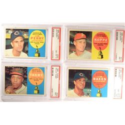 4- 1960 TOPPS #318,319,322,324. PSA #318 - NM-MT8 O/C, #319 & 322 NM 7,