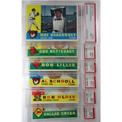 6 - 1960 TOPPS #349,351,354,357,361,366.  ALL PSA NM 7.