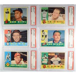 6 - 1960 TOPPS #371,374,382,384,403,406.  ALL PSA NM 7.